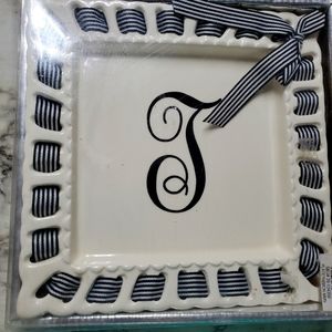 T monogram gift plate
